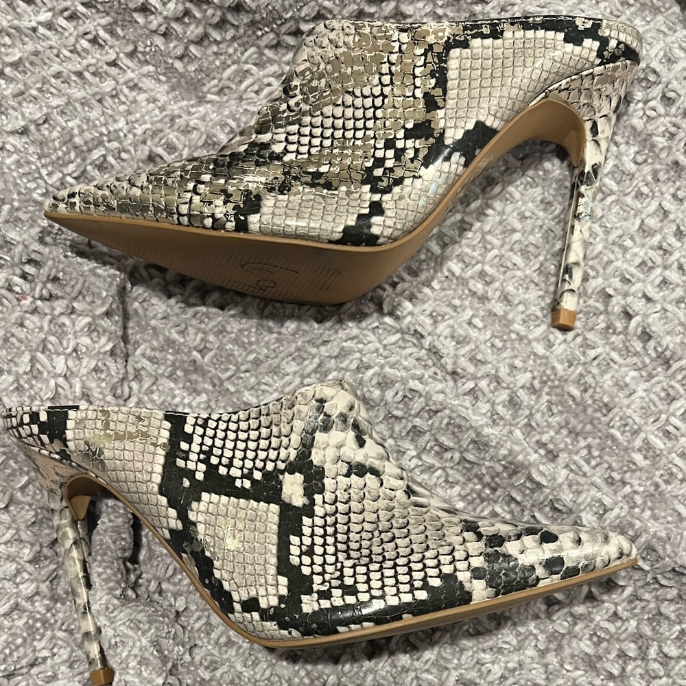 Express snake print faux leather mules size 7
